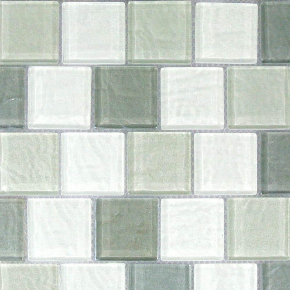 New Era 12 in. x 12 in. Glass & Stone Straight Edge Linear Mosaic Wall & Pool Tile