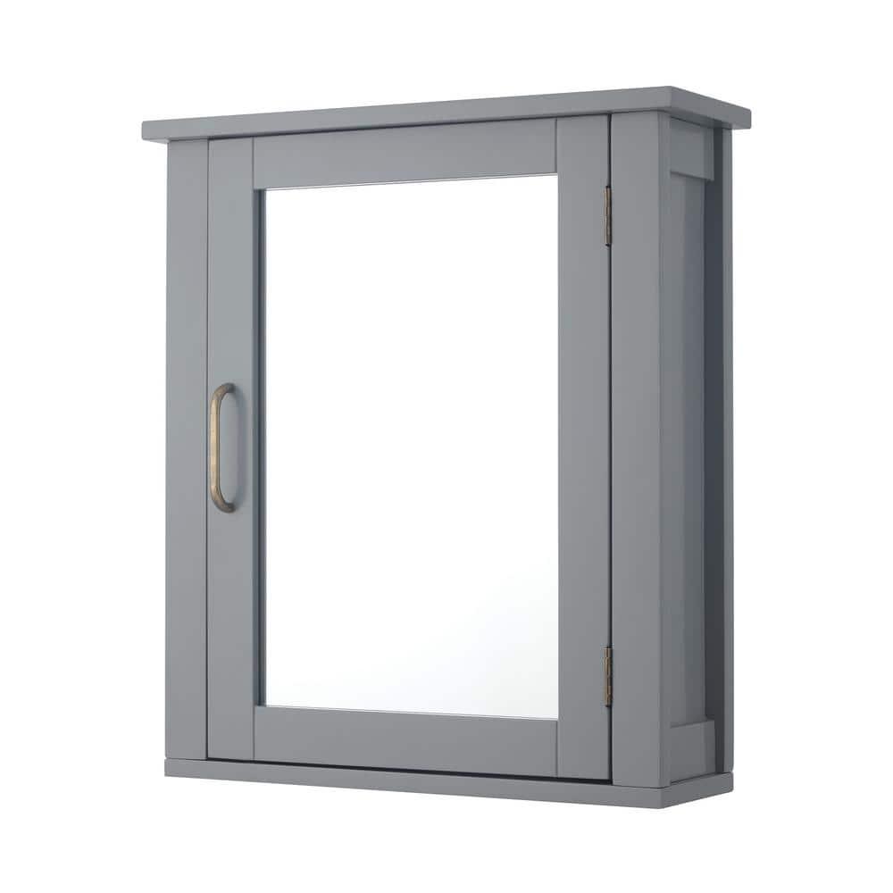 Greyleigh™ Church Strett Removable Wall Medicine Cabinet with Mirrored Door and Adjustable Shelf, Gray Modern Storage for Bathrooms