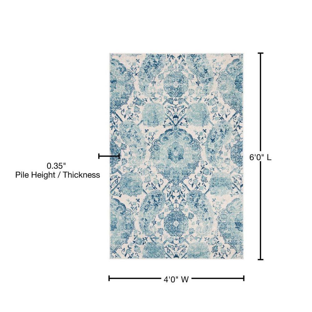 Madison MAD600 Power Loomed Indoor Area Rug - Cream/Turquoise - 4'x6' - Safavieh