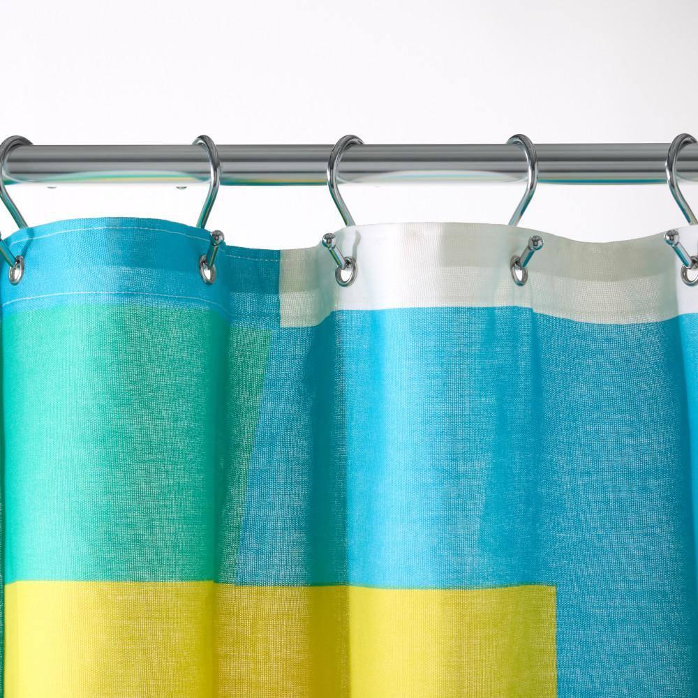 Town & Country Living TOWN & COUNTRY PLAY Lucy Mid Century Squares Fabric Shower Curtain 70"x72"