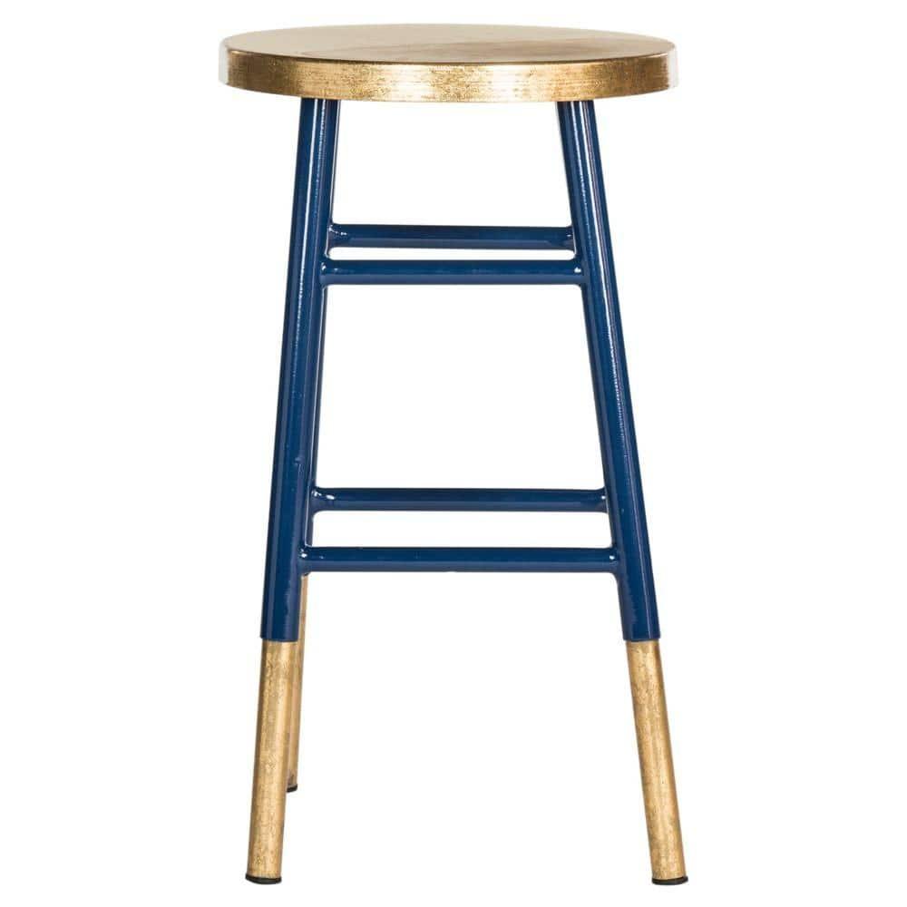 Emery Dipped Gold Leaf Counter Stool - FOX3231 - Navy/Gold - Safavieh Couture
