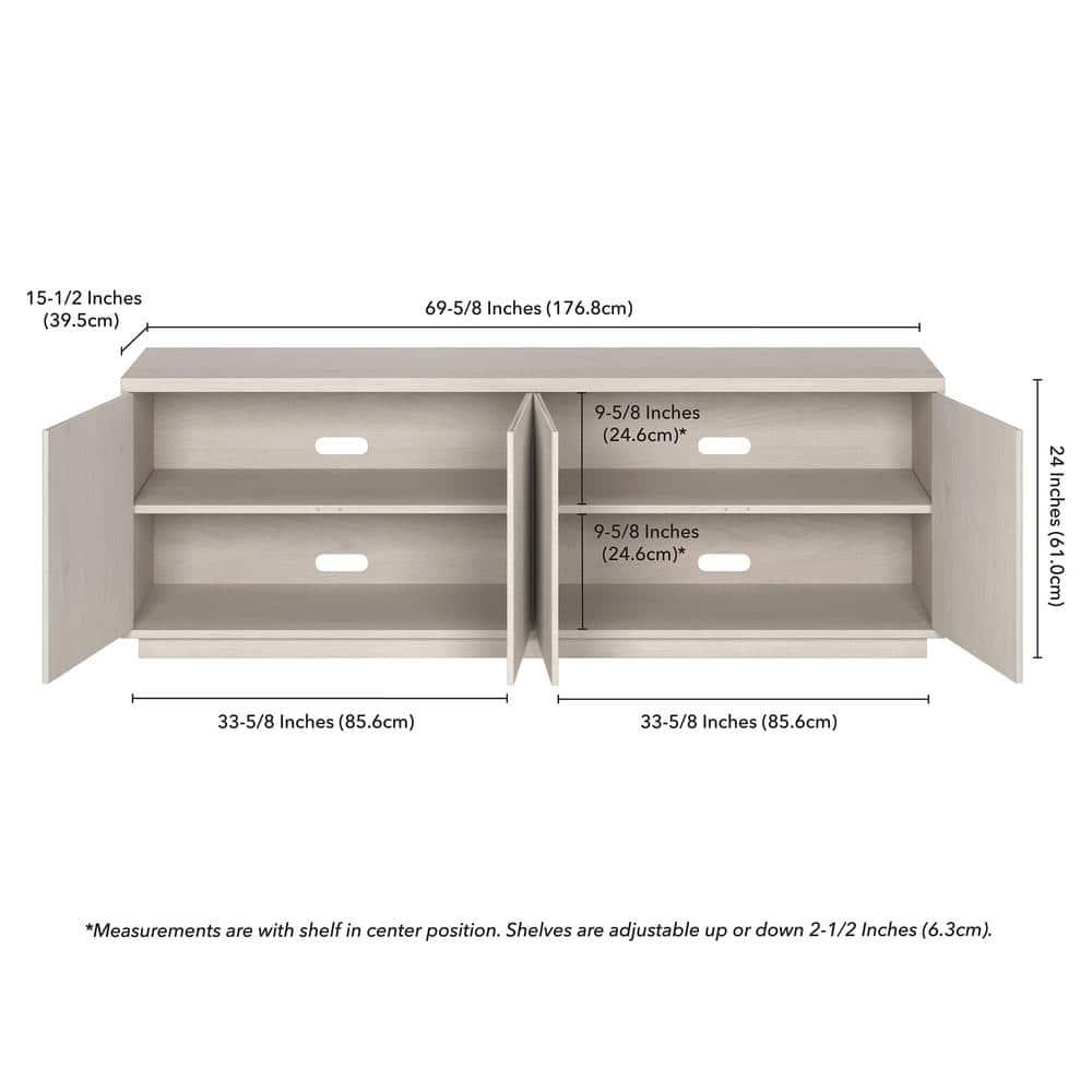 Evelyn&Zoe Hanson Rectangular TV Stand for TV's up to 75", Alder White