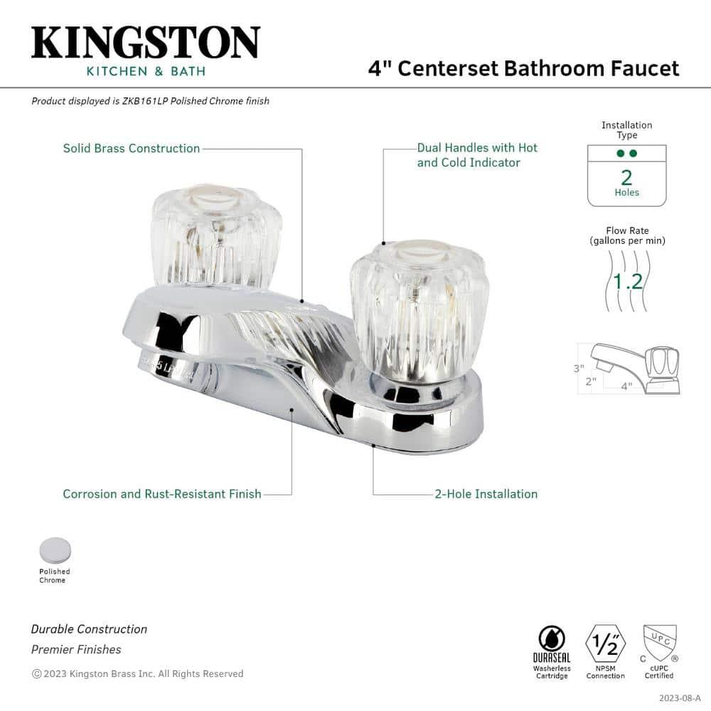 4 in. Centerset Bathroom Faucet, Polished Chrome