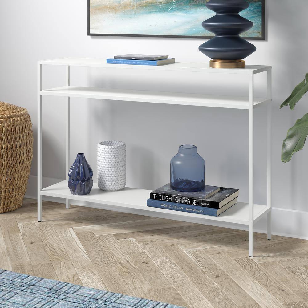 42 Inches Matte White Metal Console Table - Henn&Hart