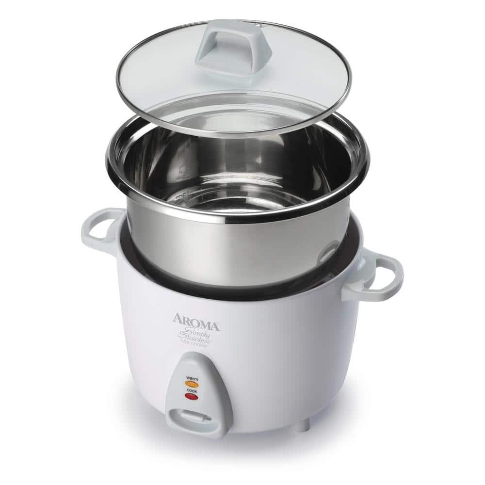 Aroma AROMA® Select Stainless® Pot Style Rice Cooker, 3-Cup (Uncooked) / 6-Cup (Cooked), Stainless Steel Inner Pot