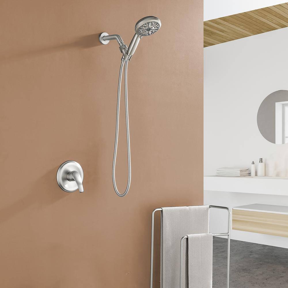 Single-Handle Shower Faucet Set Shower Kit with Valve Shower Trim Kit with 10 Spray Handheld Shower Head System Shower Valve and Trim Kit Brushed Nickel Shower Fixtures
