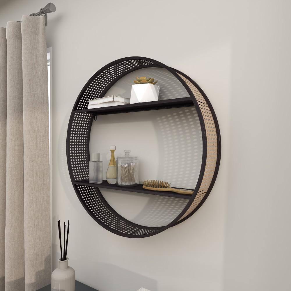DecMode 26" x 5" 2-Tier Black Wall Shelf
