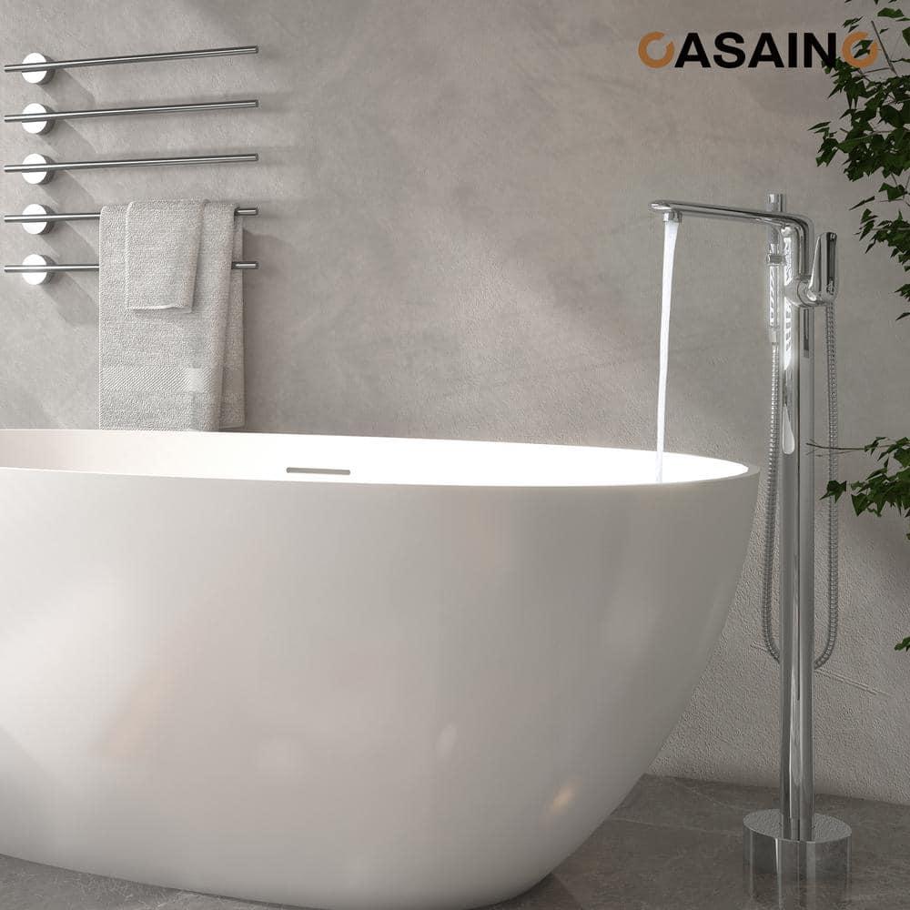 Chrome Freestanding Bathtub Faucet with Hand Shower