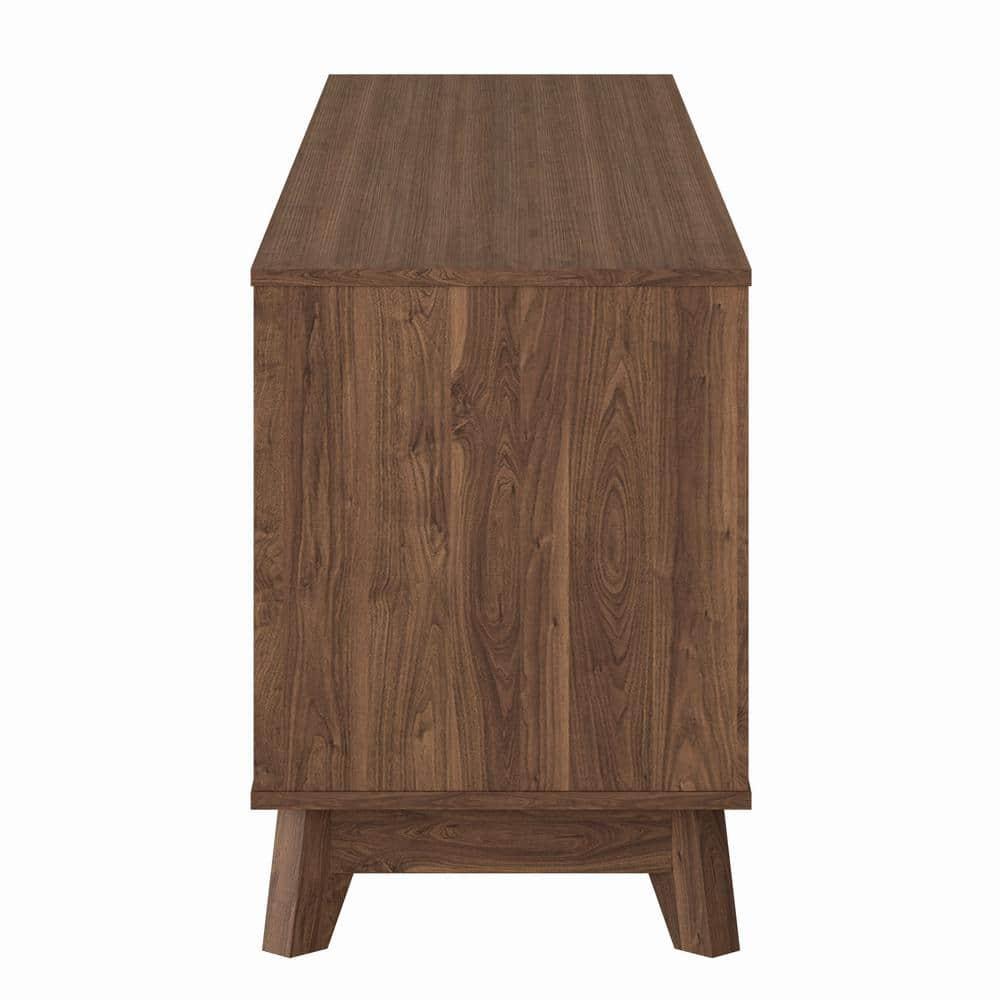 Hollywood Wood Grain TV Stand for TVs up to 85" with Drawers Brown - CorLiving: Mid-Century Modern Media Console