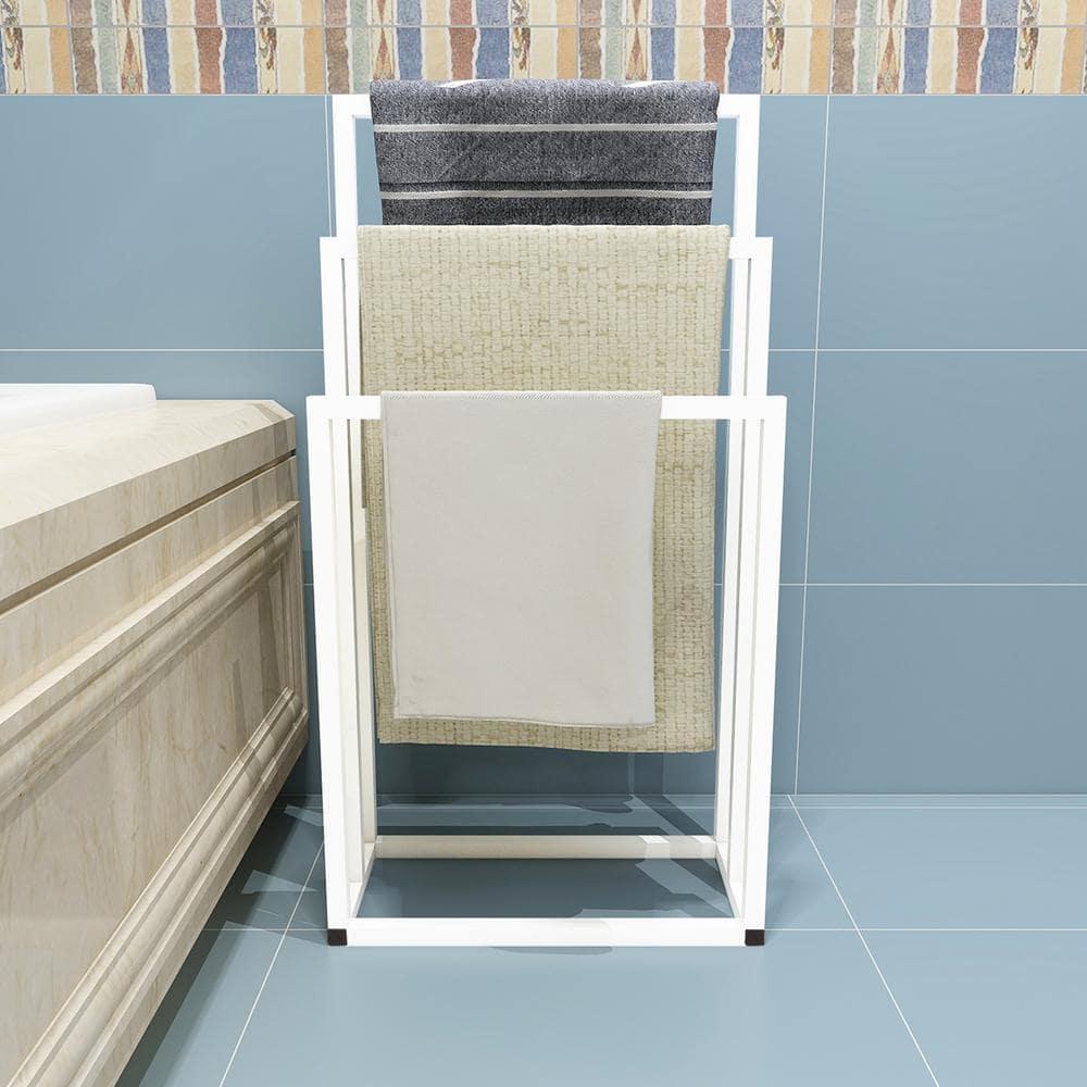 Kselythan 3 Tiers Metal Towel Rack, Freestanding Towel Rack, Blanket Drying Stand Holder for Outdoor Pool Bedroom Living Room Bathroom