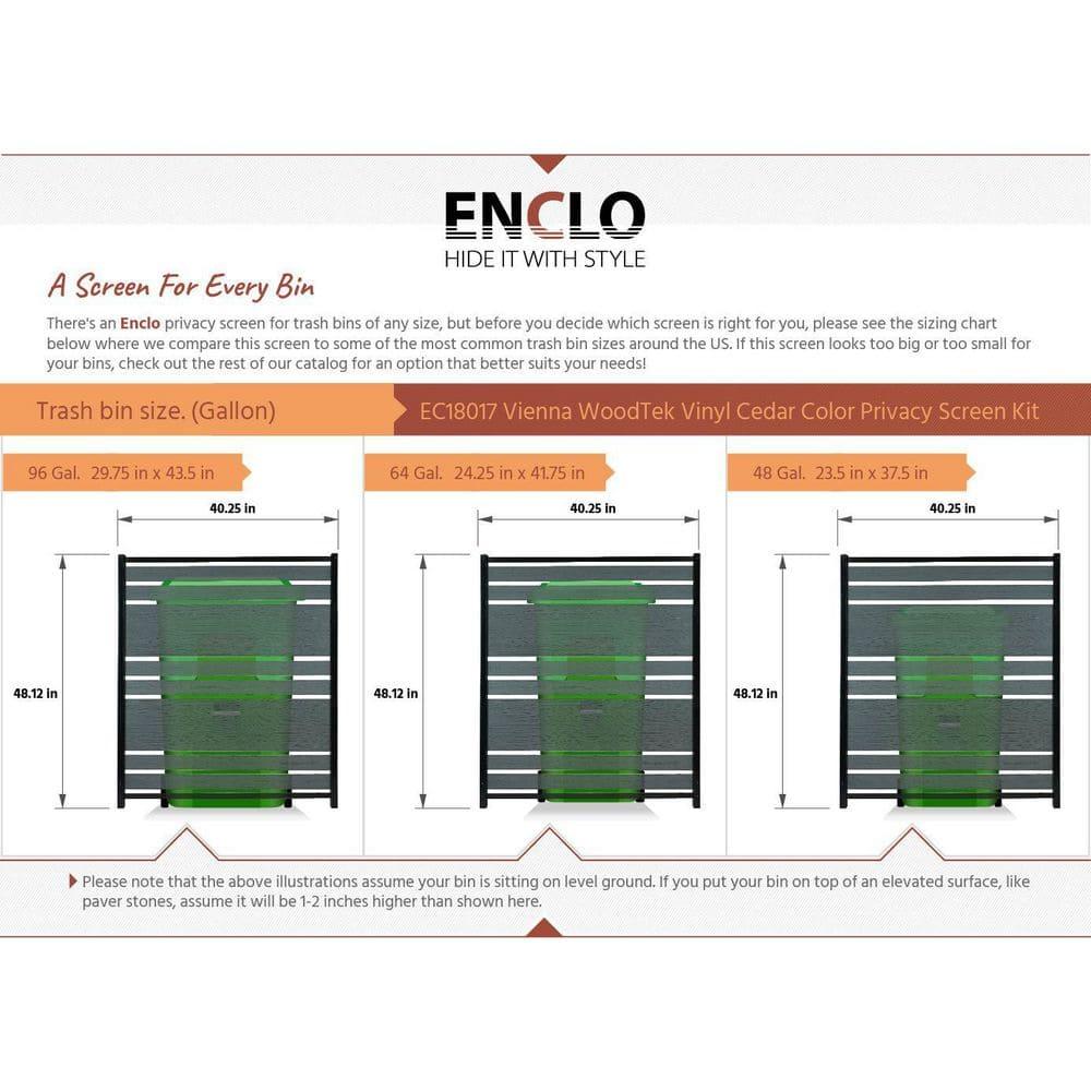 Enclo 48in H x 40in W (2 Panels) No Dig Enclo Vienna Charcoal Color Woodtek Privacy Screen, Outdoor Vinyl Privacy Fence Panel, Privacy Wall for Trash Cans & Air Conditioner Fence, Patio Privacy Screen, EC18018