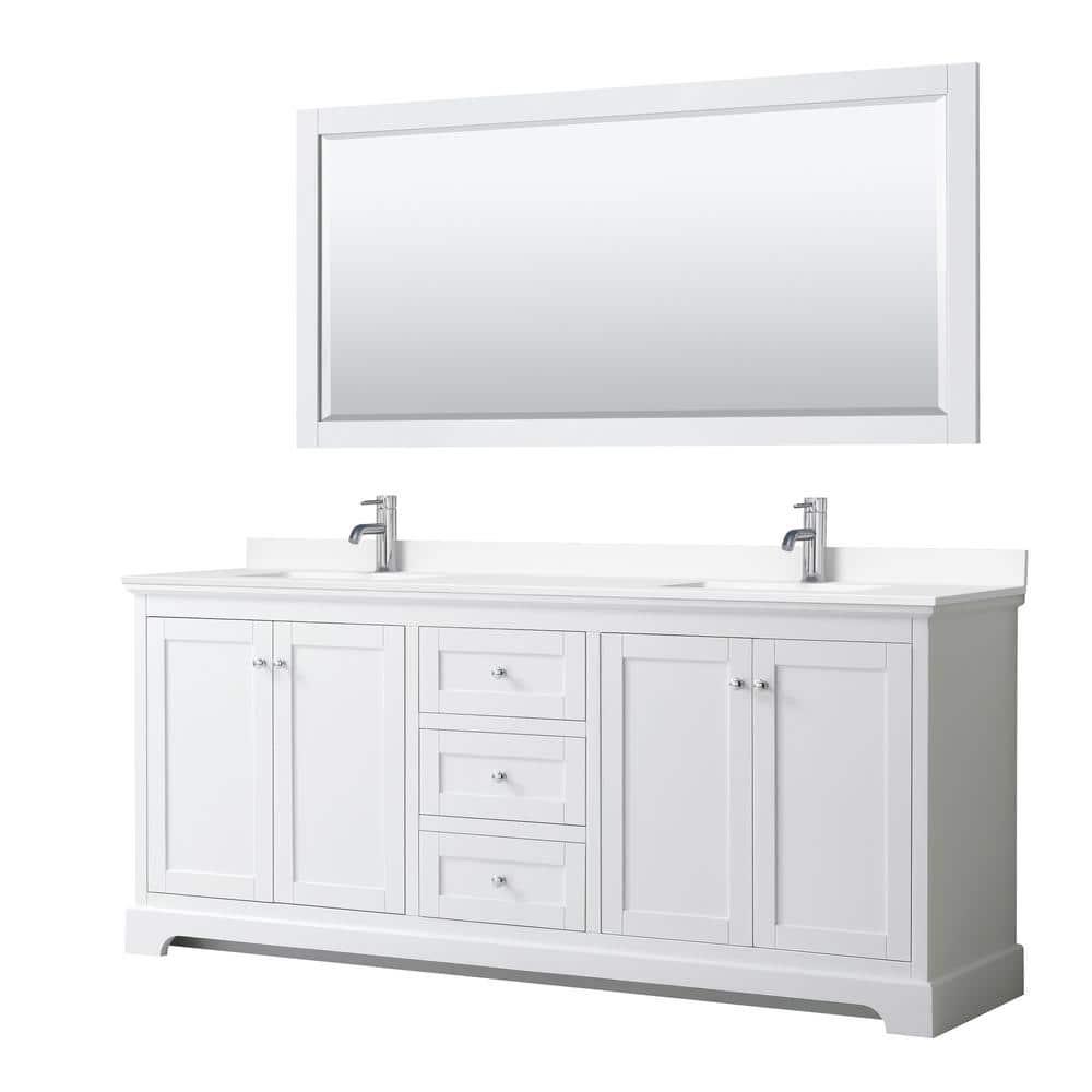 Wyndham Collection Avery 80'' Double Bathroom Vanity with Marble Top with Mirror