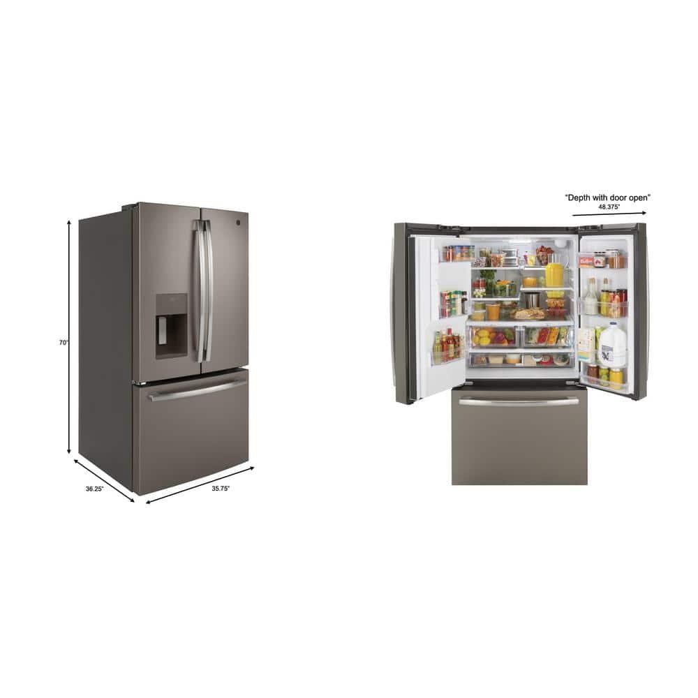 GE Appliances 25.5 Cubic Feet Energy Star Smudge-Resistant French Door Refrigerator with Water and Ice Dispenser