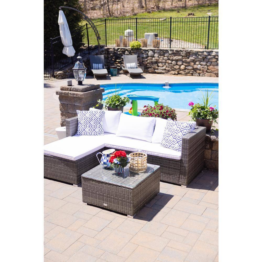 Madalina Living Set - Indoor/Outdoor - PAT7509 - Grey Brown/White - Safavieh