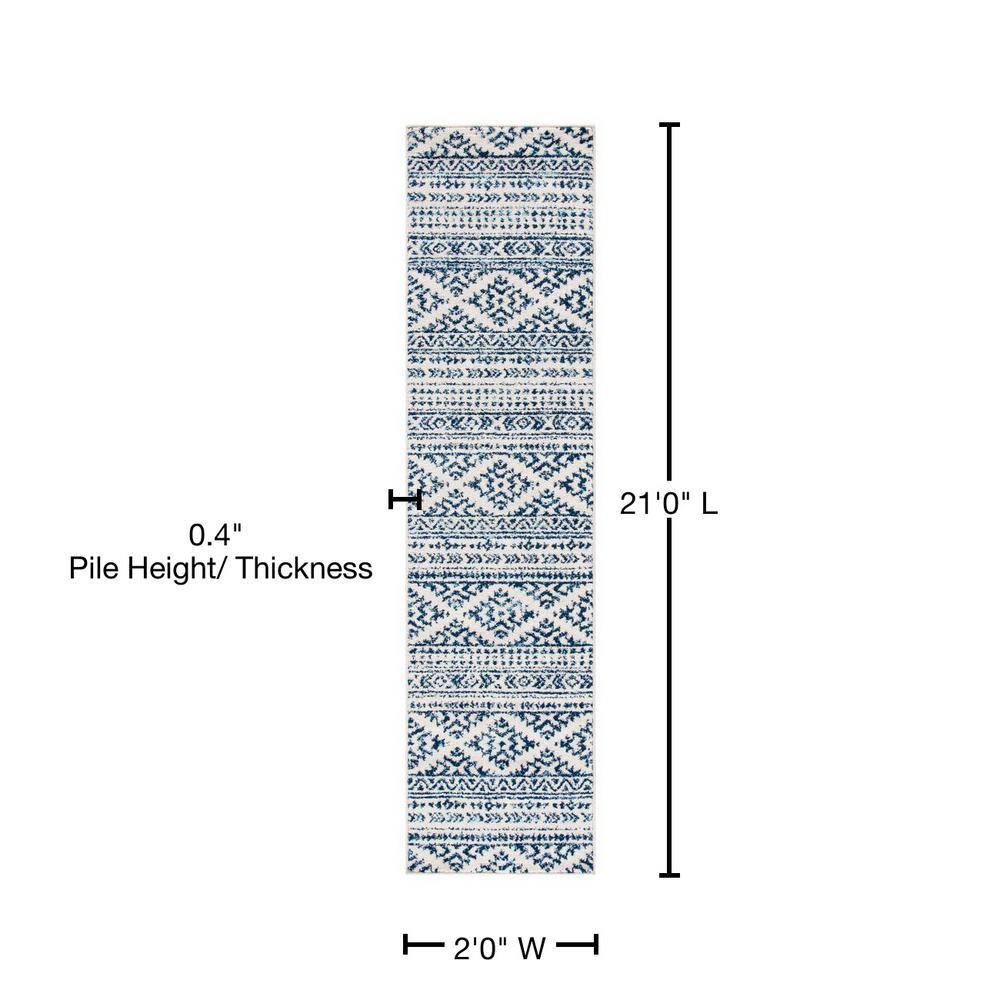 Tulum TUL272 Power Loomed Runner Rug - Ivory/Navy - 2'x21' - Safavieh.
