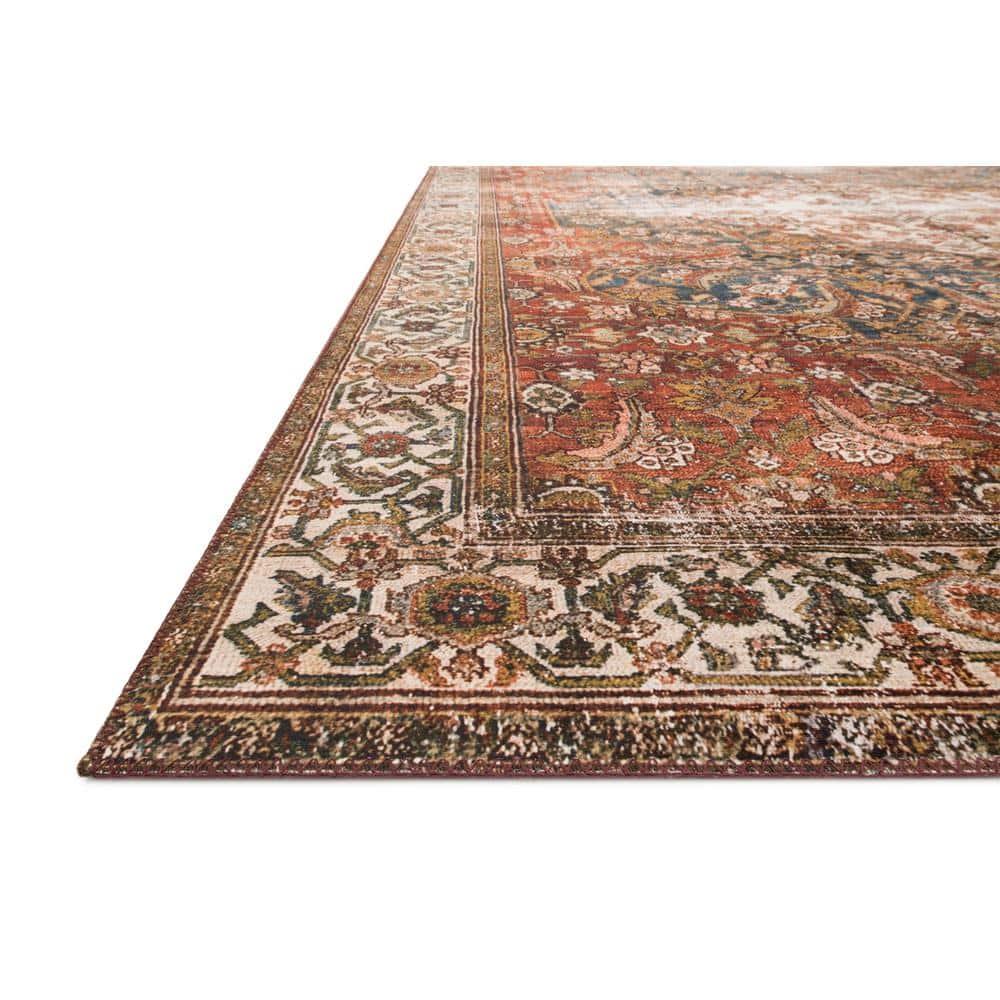 Layla 5' x 7' Blue and Red Synthetic Area Rug