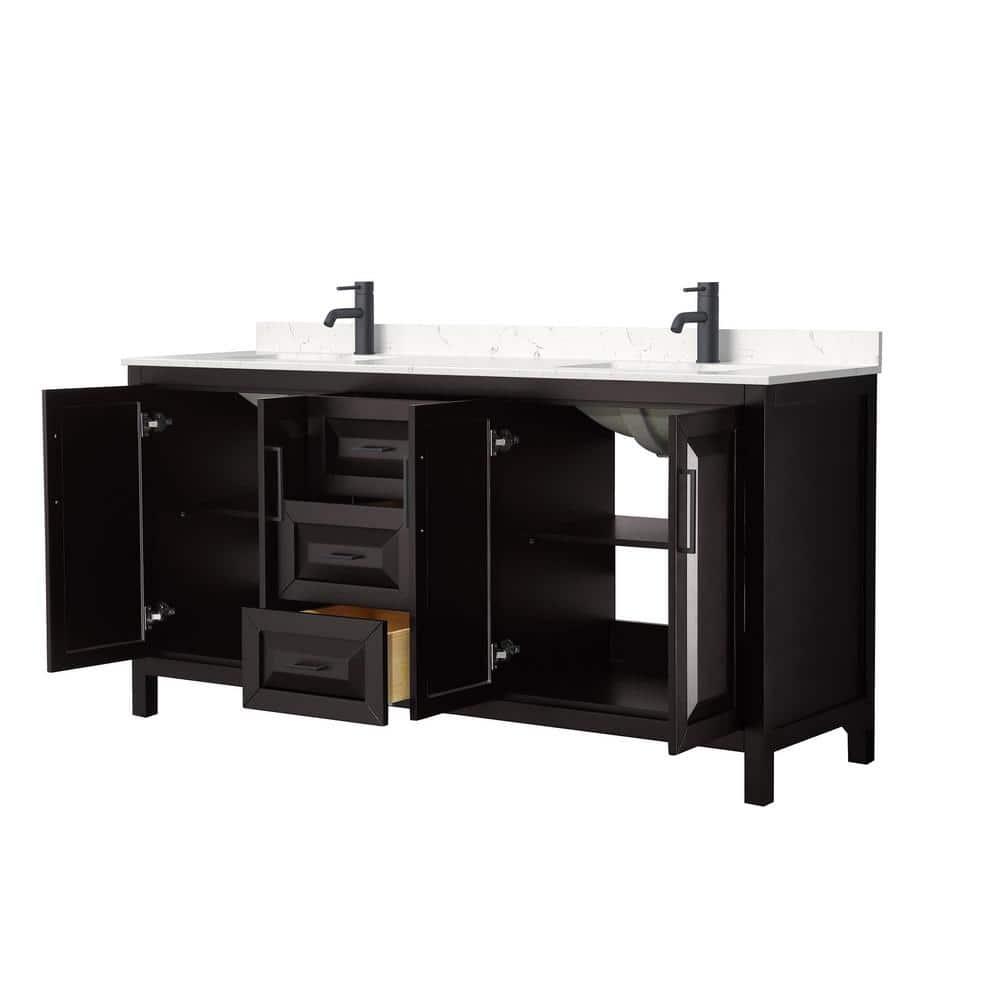 Wyndham Collection Daria 72'' Double Bathroom Vanity with Carrara Marble Top