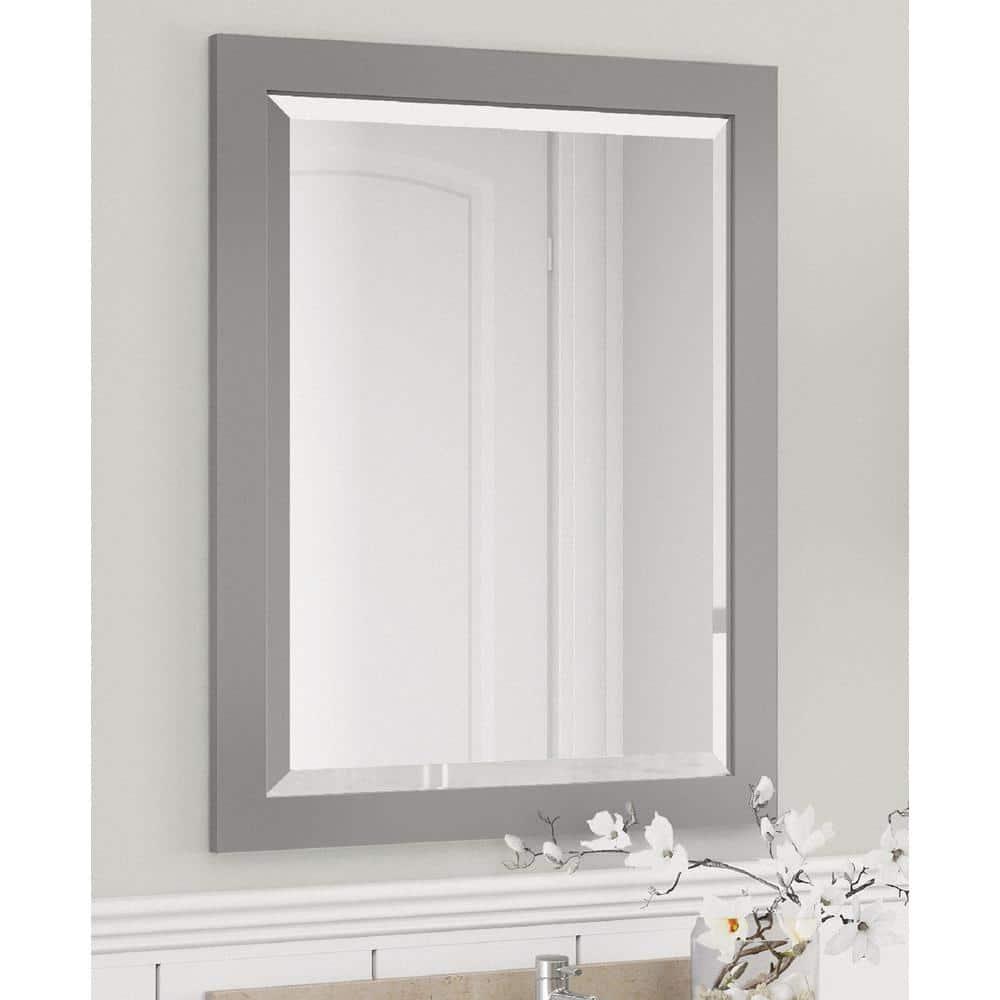 Alaterre Furniture 24" Beveled Bath Vanity Mirror, Gray