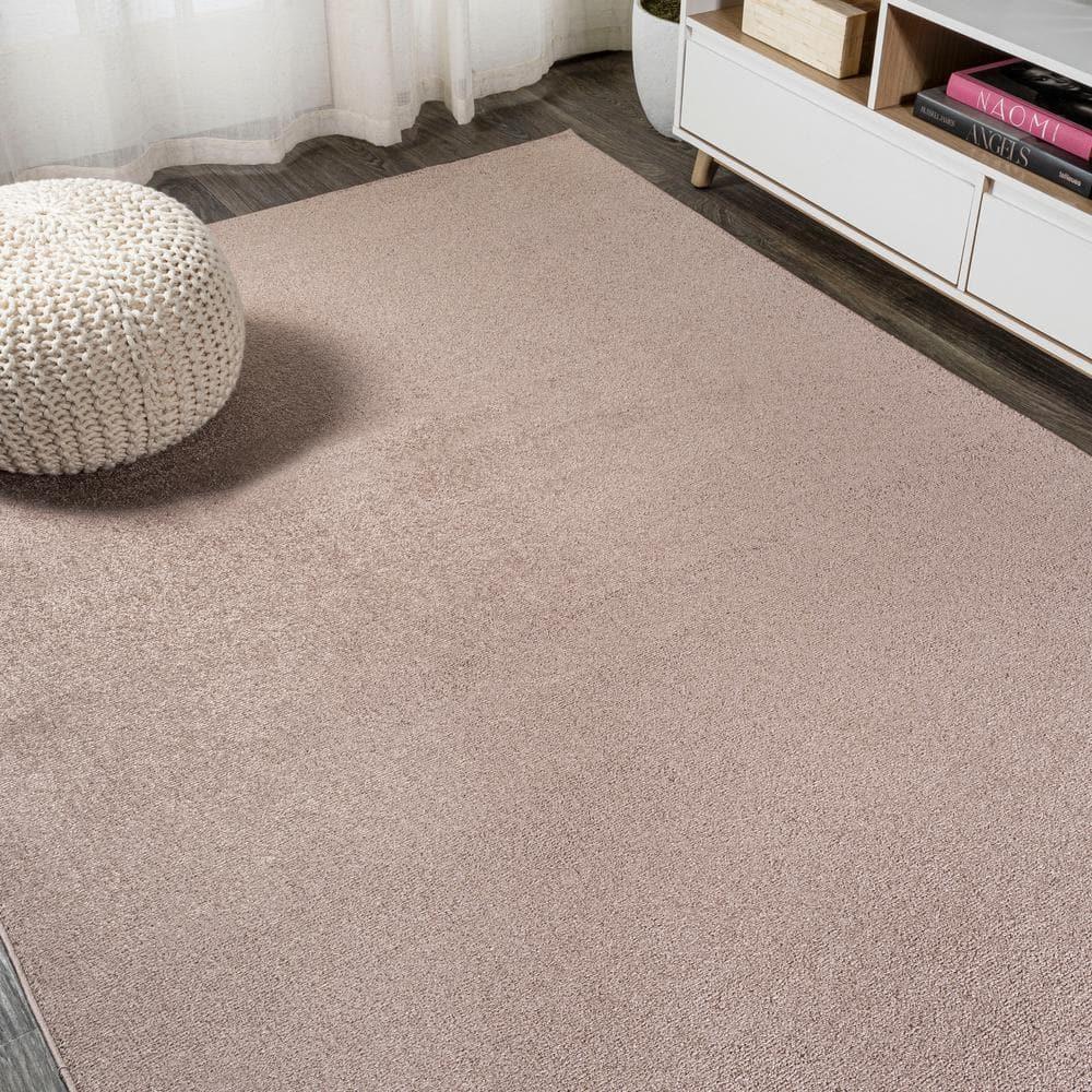 5'x8' Haze Solid Low-Pile Area Rug, Brown - JONATHAN Y