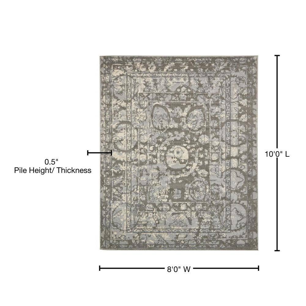 Unique Loom La Jolla Collection Contemporary, Abstract, Vintage, Border Area Rug, 8 ft x 10 ft, Gray/Silver