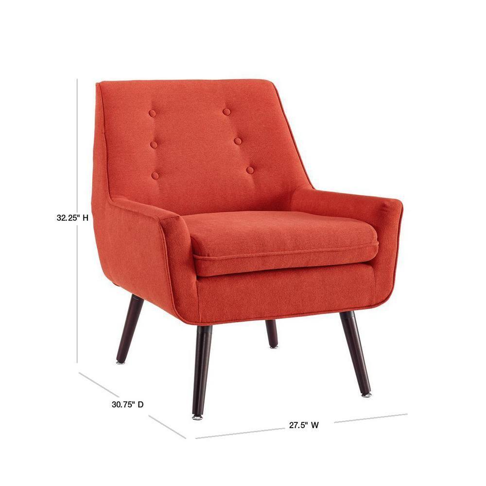 Trelis Mid-Century Modern Retro Style Accent Chair Red - Linon: Upholstered, Rubberwood Legs, Foam Cushion