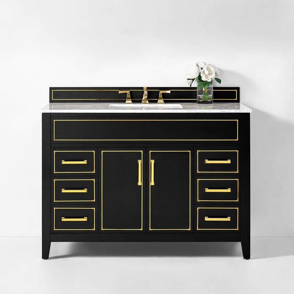 Aspen 48'' Single Bathroom Vanity with Carrara Marble Top