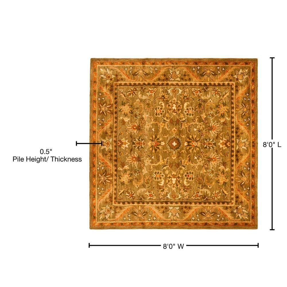 Antiquity AT52 Hand Tufted Indoor Area Rug - Olive/Gold - 8'x8' - Safavieh