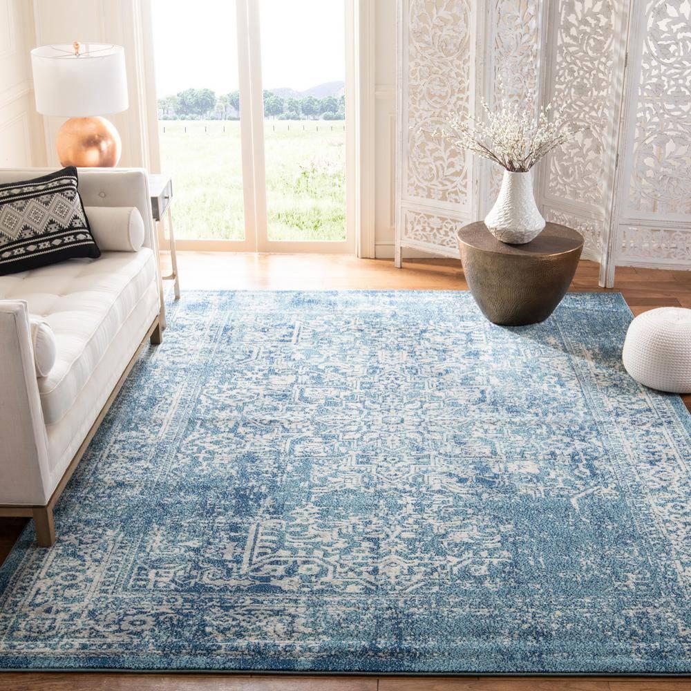 Evoke EVK256 Power Loomed Area Rug - Blue/Ivory - 10'x14' - Safavieh.