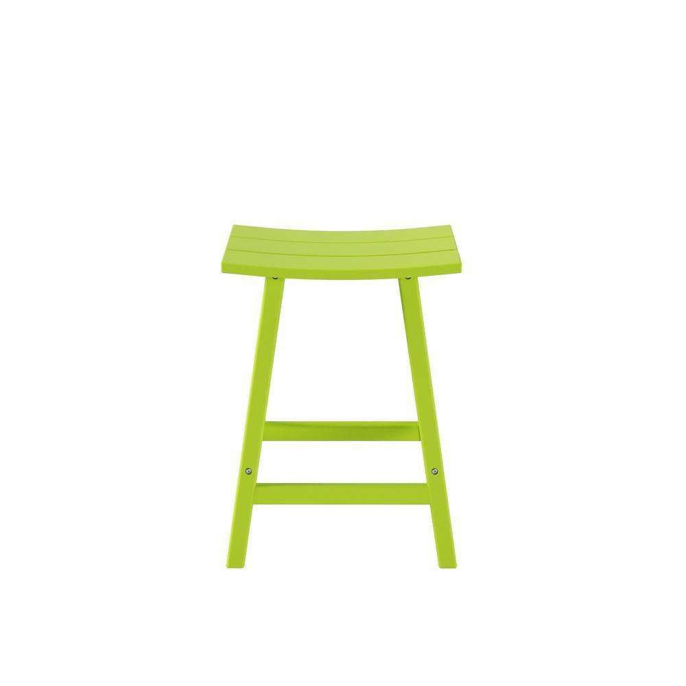 Polytrends  Laguna Hdpe All Weather Outdoor Patio 24" Saddle Seat Counter Stool Lime