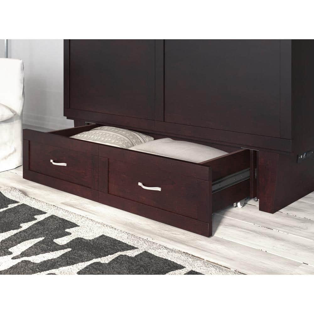 Queen Monroe Murphy Bed Chest with Memory Foam Mattress - AFI