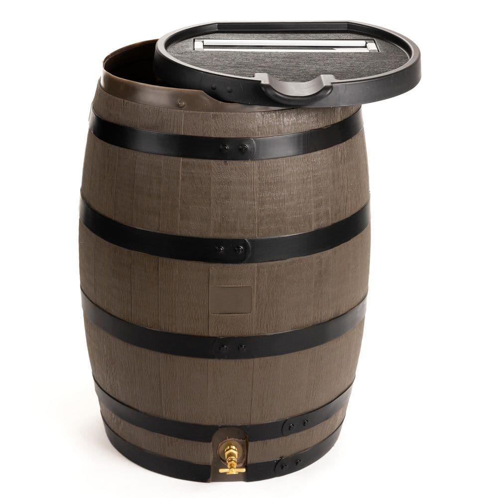 RTS Companies 55 Gallon Premium Eco Flat Back Rain Barrel with Removable Lid