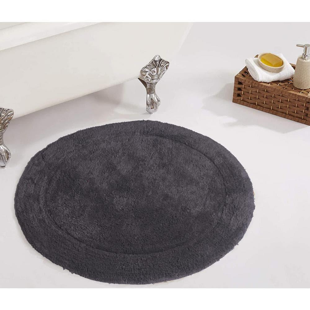 HOME WEAVERS WaterFord Collection Bathroom Rug 100% Cotton Tufted Round Shape Bathroom Rug, Soft & Absorbent Bath Rugs, Non-Slip Bath Carpet, Machine Wash Dry Bath Mats - 30" Round, Grey