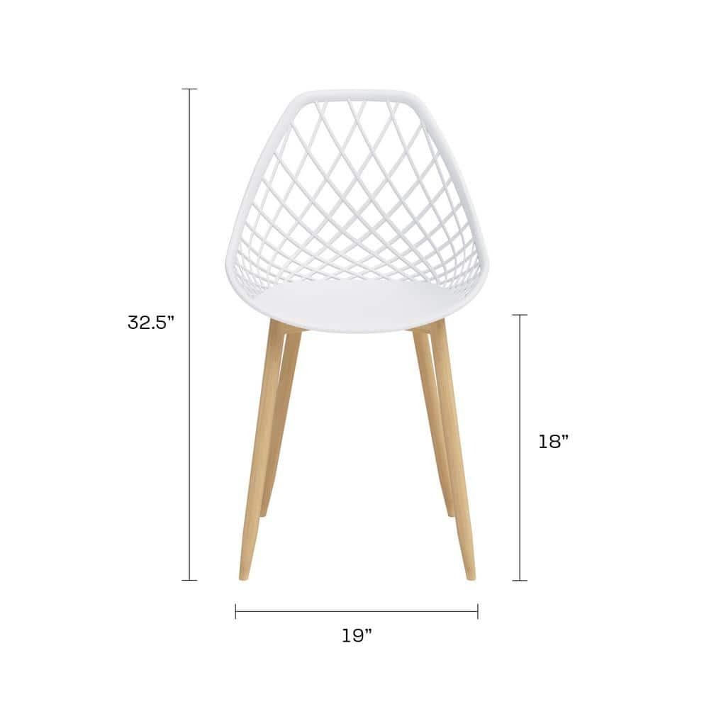 2pk Kurv Dining Chairs White/Natural - Jamesdar: Mid-Century Modern, Steel Frame, Armless Design