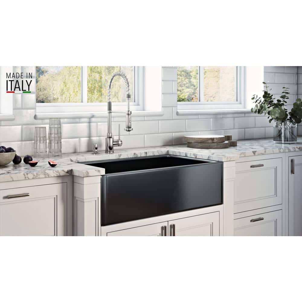 Ruvati 33 inch Fireclay Farmhouse Apron-Front Kitchen Sink Reversible