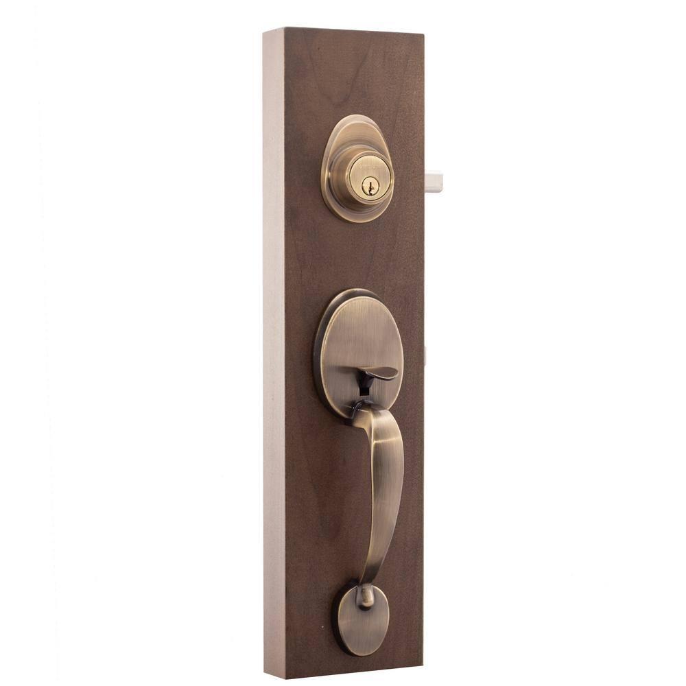 Copper Creek CZ2610xBK-AB Copper Creek Handleset with Single Cylinder Deadbolt and Door Knob and Colonial Rosette