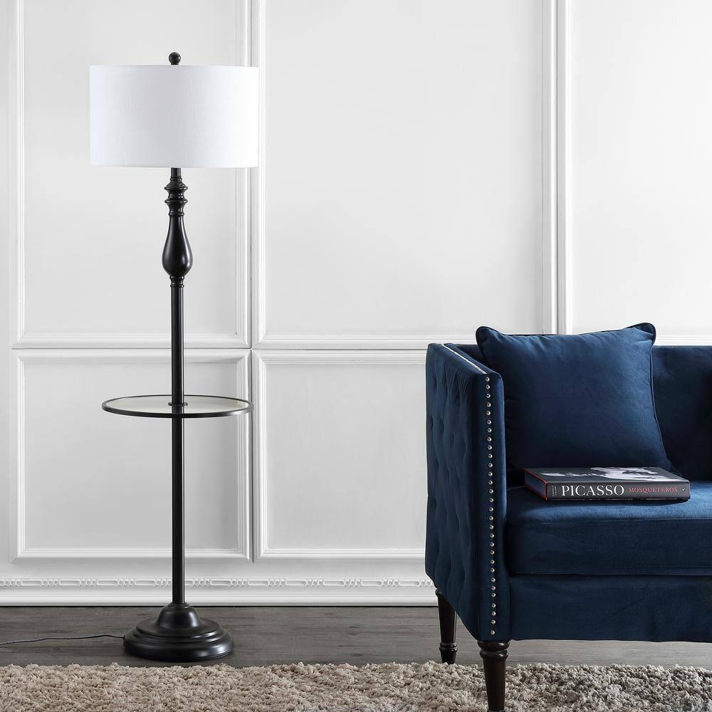 Rephen 60'' Black LED Swing Arm Floor Lamp with USB
