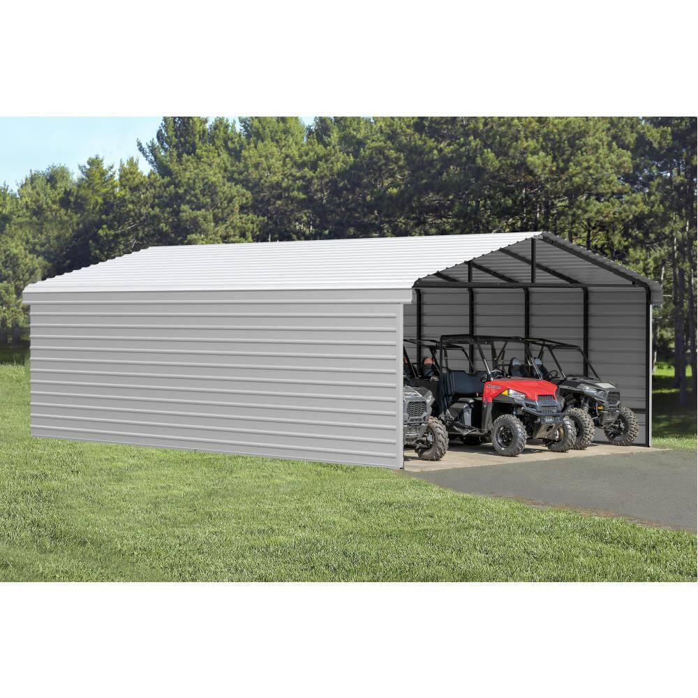 Arrow 29 x 20 ft Charcoal Carport with 2-sided Enclosure