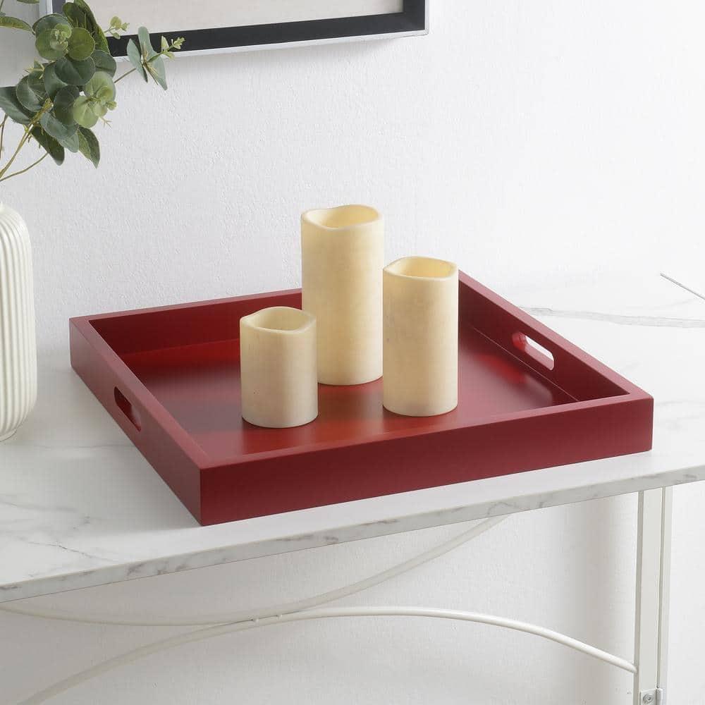 Convenience Concepts Palm Beach Tray in Red Wood Finish with Handles
