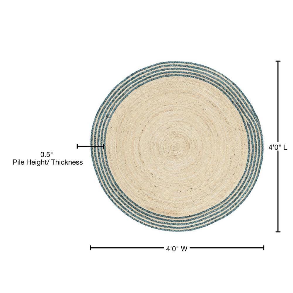 Cape Cod CAP204 Hand Woven Area Rug - Ivory/Blue - 4' Round - Safavieh.