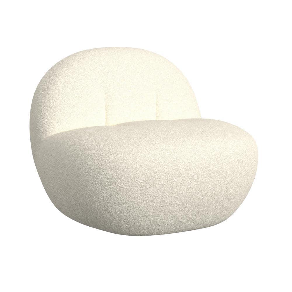 Armless Swivel Chair White Faux Shearling - HomePop: Upholstered Accent, Metal & Wood Frame, 300 lbs Capacity