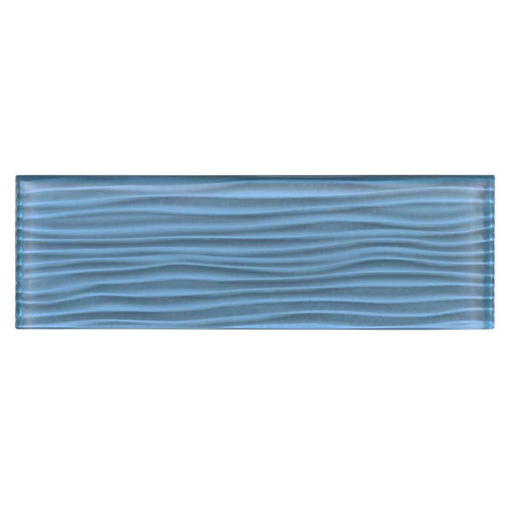 Enchant-Parade Florette Green 4-in. x 12-in. Subway Textured Polished Glass Wall & Floor Tile