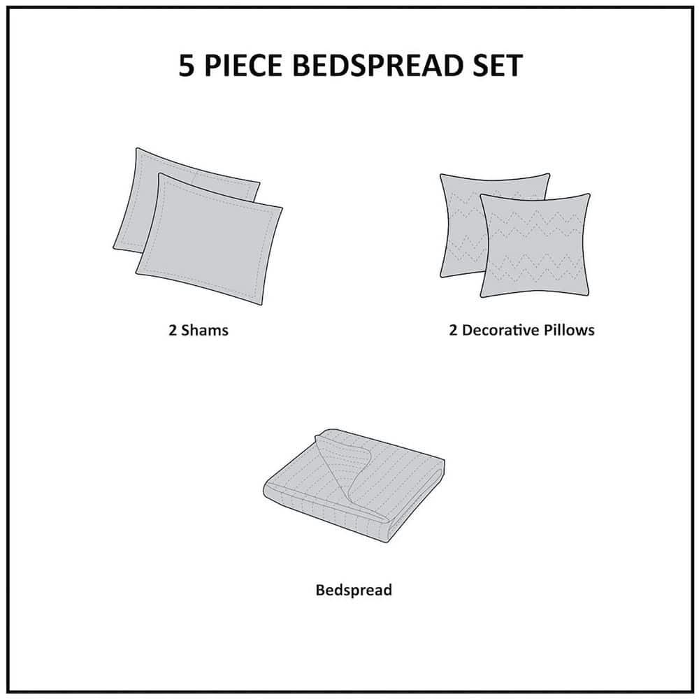 Madison Park Aubrey 5 Piece Jacquard Bedspread Set with Throw Pillows