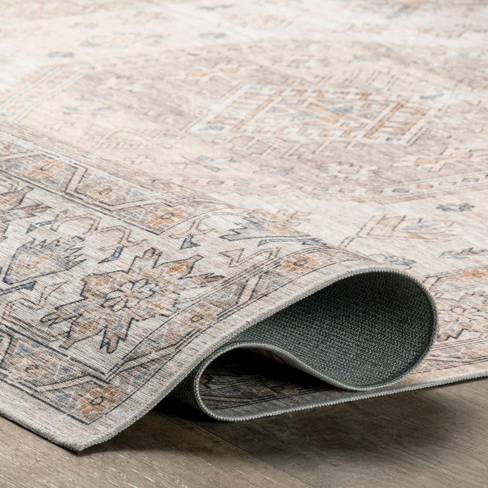 Nuloom Darby Persian Spill Proof Treated Pet Friendly Premium Machine Washable Area Rug, 6' x 9', Beige