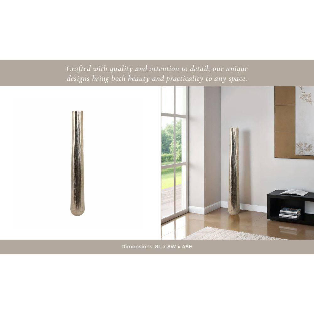 Sagebrook Home 58" Rounded Etched Metal Floor Vase, Silver | Perigold
