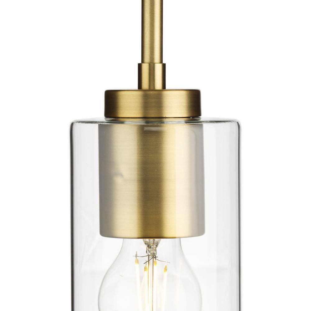 Progress Lighting Cofield 1-Light Pendant, Vintage Brass, Glass Shade
