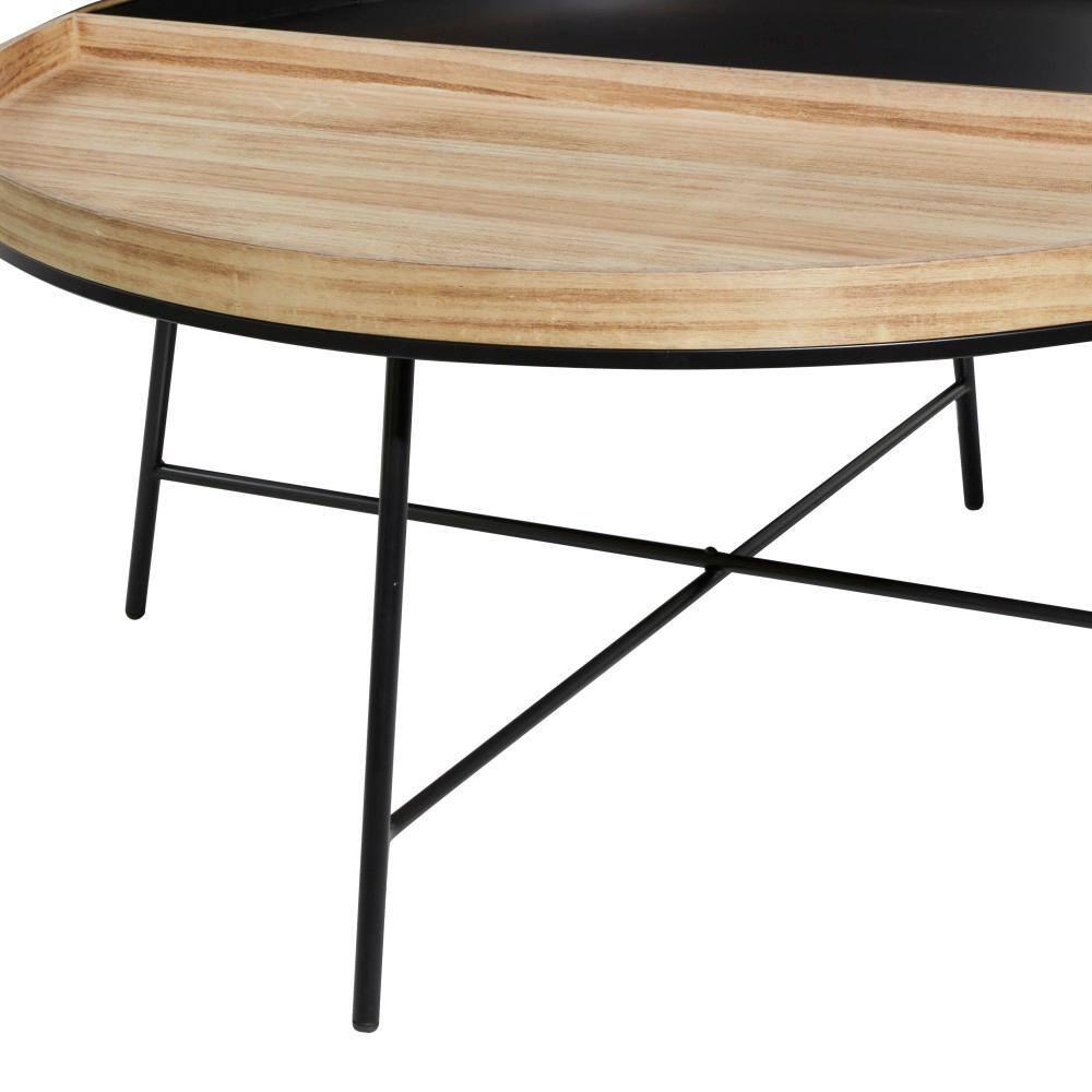 DecMode 38" x 18" Black Metal Split Coffee Table, 1-Piece