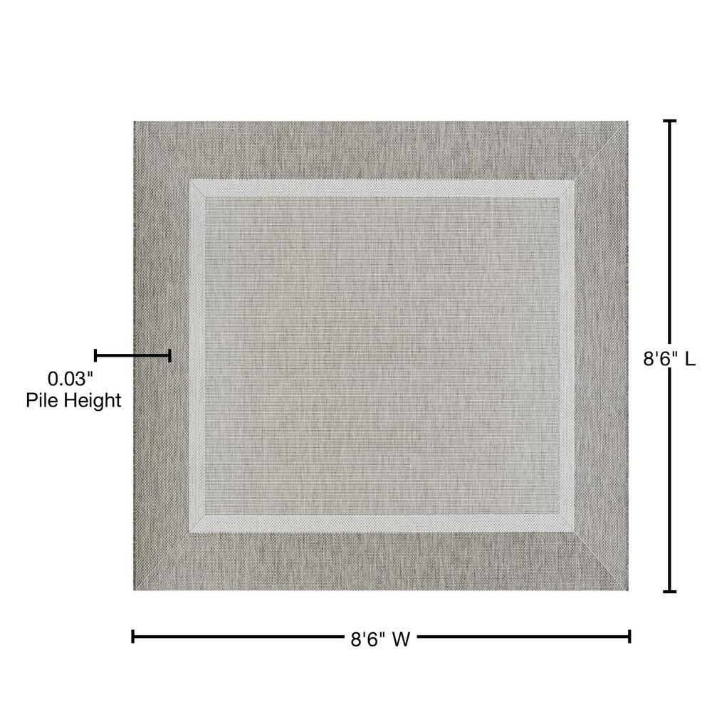 Couristan Recife Stria Texture Indoor / Outdoor Area Rug, Champagne- Taupe, 8'6" Square