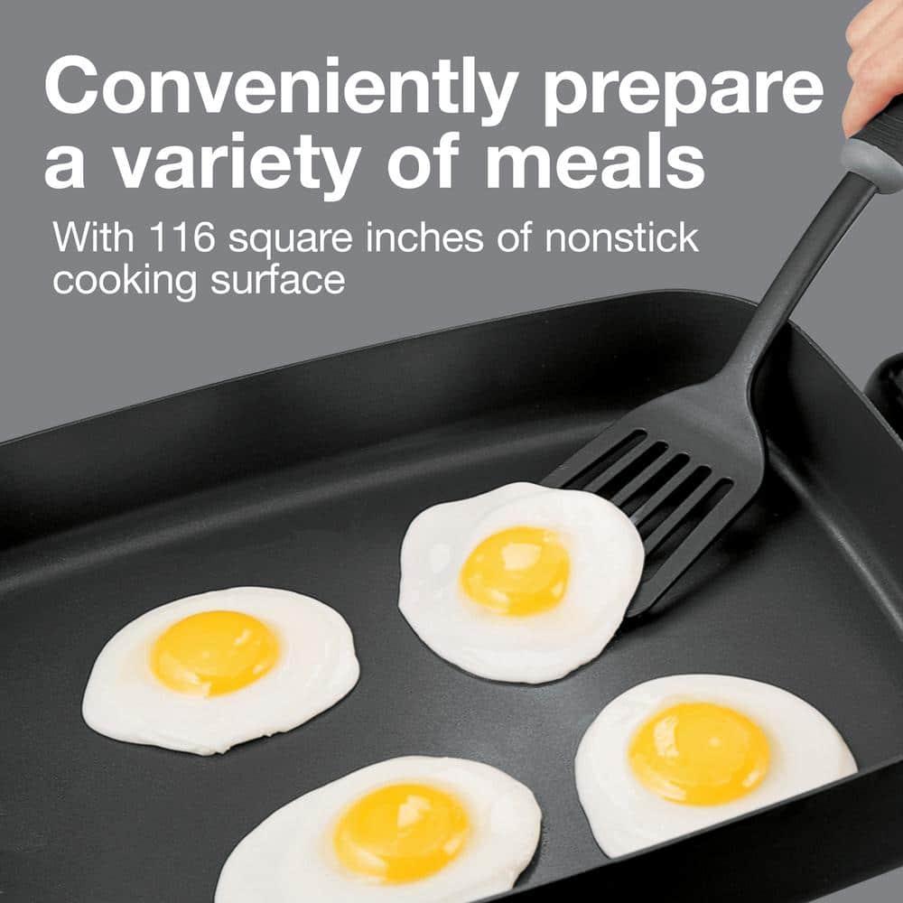 Electric Skillet with Lid, 116 sq. in. Nonstick Cooking Surface for Frying, Sauteing, Simmering and Braising, Adjustable Temp 200° to 400° F, Black (38526PS)