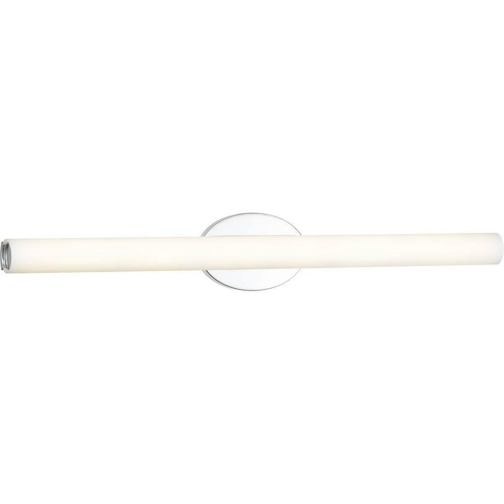 Progress Lighting Parallel 1-Light LED Bath Vanity Fixture, Steel, Polished Chrome, Opal Glass Shade