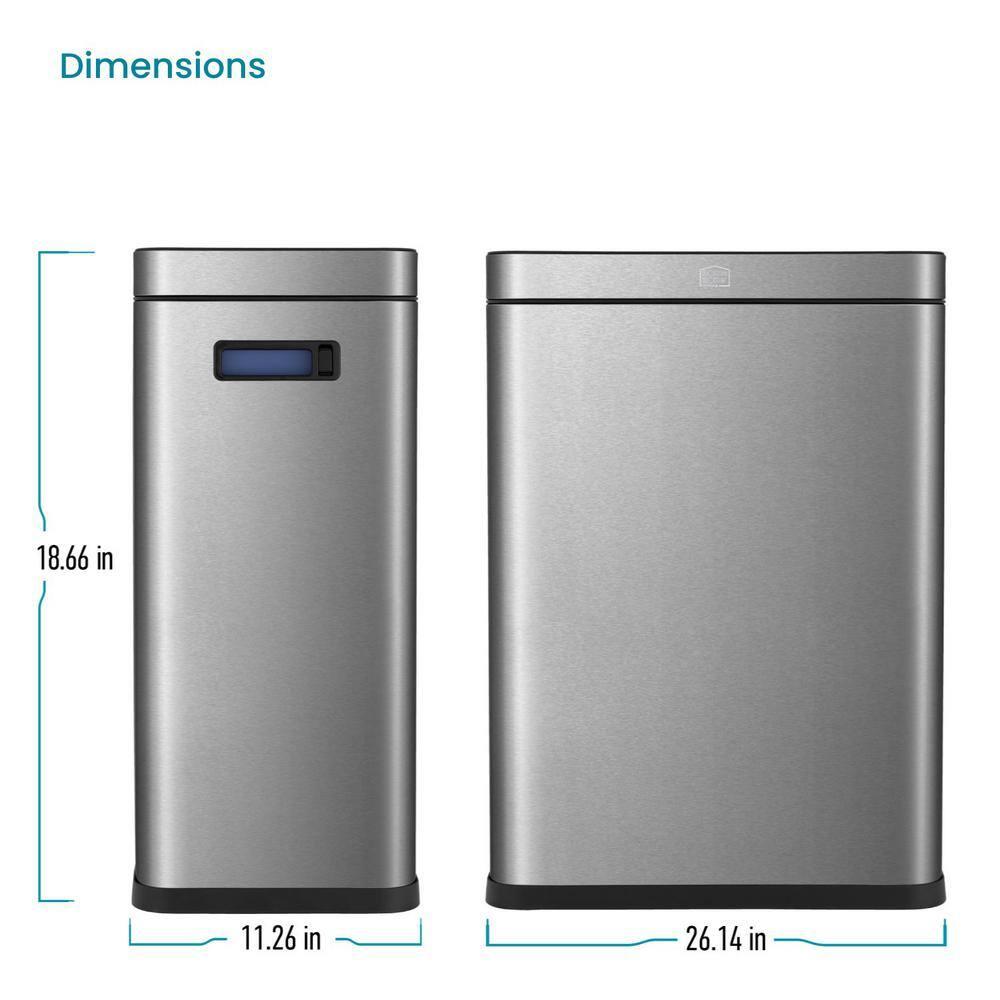 Home Zone Living Home Zone Living Open Top Trash Can Dual Removable Liners for Trash and Recycling Stainless Steel
